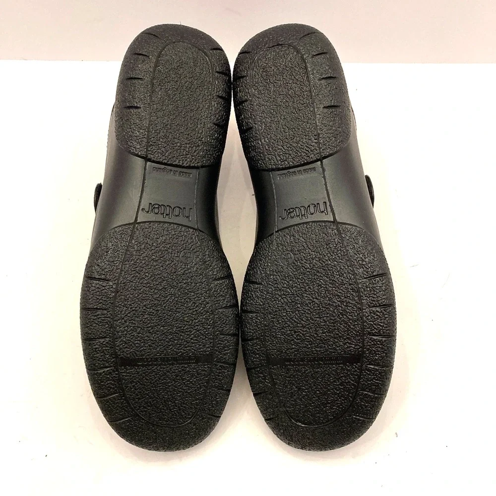 Hotter Sugar II Shoes Womens 11 Wide EXF Hook Loop Close Monkstrap Black Leather